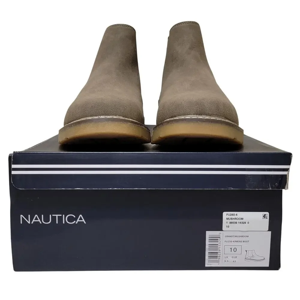 Nautica Men Grandt Casual Chelsea Boots Size US 10 Mushroom Brown Faux Leather